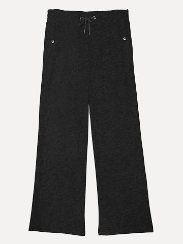 Női Tommy Hilfiger Essential Drawstring Ribbeds Nadrág Fekete | HU 238OKI